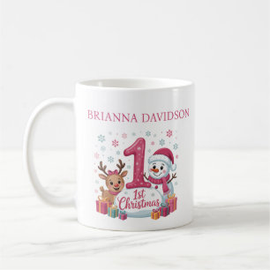 My First Christmas Pink Photo Personalized Name Coffee Mug