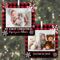 My First Christmas Red Plaid Baby Photo