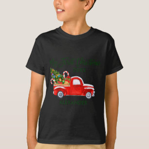 My First Christmas Red Truck Candy Canes Gray Baby T-Shirt