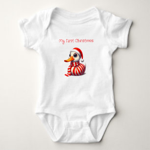 My First Christmas Santa Duck Baby Bodysuit