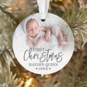 My First Christmas Script New Baby Photo Ornament