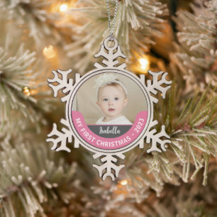 My First Christmas Snowflake Framed Ornament -Girl
