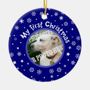 My First Christmas Snowflakes Custom Pet Photo Ceramic Ornament