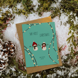 My First Christmas Snowman Illustration Holiday Card