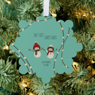 My First Christmas Snowman Illustration Ornament Card