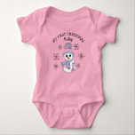 My First Christmas Snowman Snowflakes Baby Tee<br><div class="desc">Add your baby's name to this personalized My First Christmas pink and blue Snowman and Snowflakes Baby Tee</div>