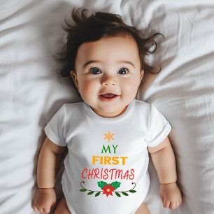 My First Christmas Star and Garland Baby T-Shirt