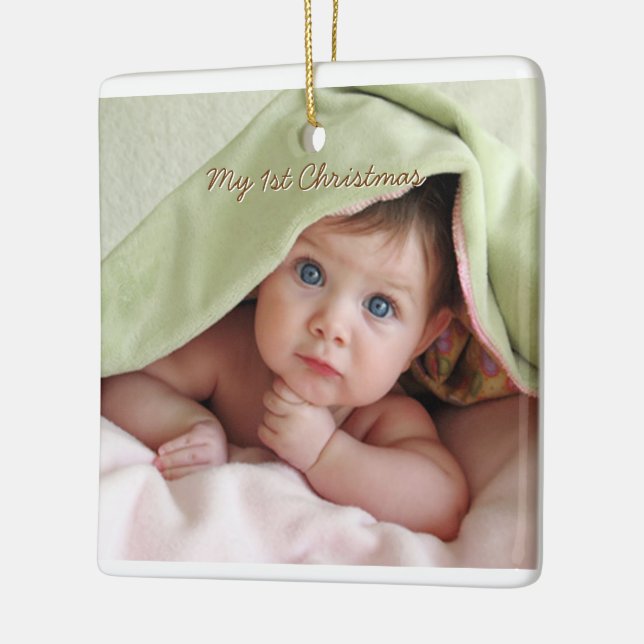 My First Christmas Stripes Tiny Tee Photo Ornament (Left)
