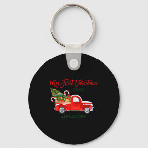 My First Christmas Truck Candy Canes Green Red Bab Keychain