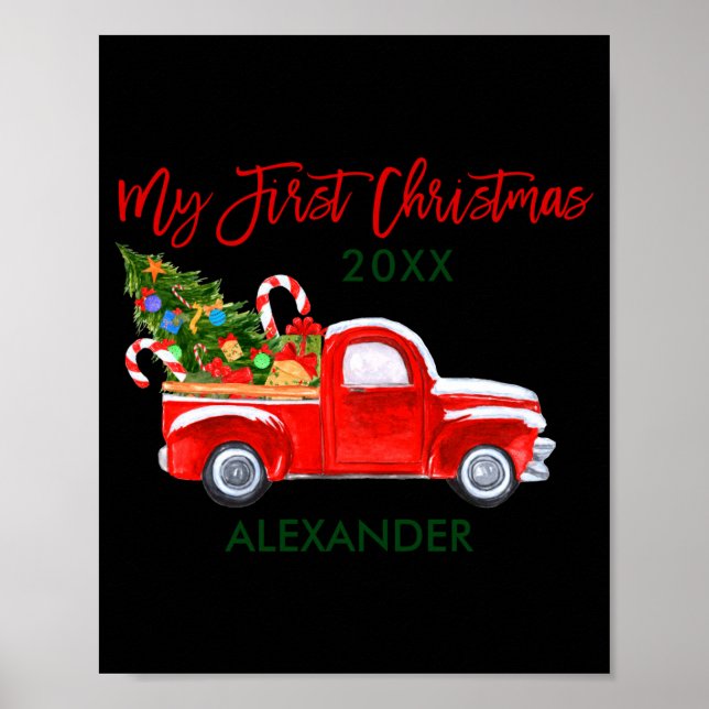 My First Christmas Truck Candy Canes Green Red Bab Poster (Front)