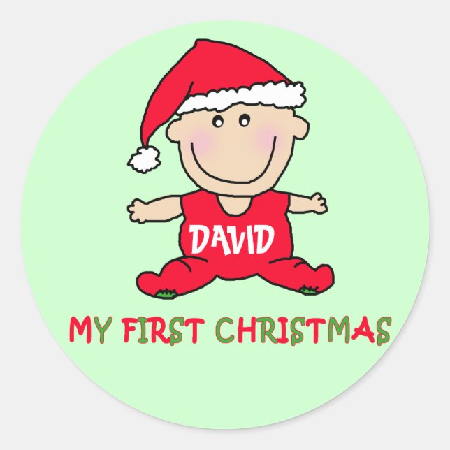 My First Christmas Tshirt to Customize Classic Round Sticker (Front)