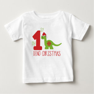 My First Christmas Typography Cute Dinosaur Dino Baby T-Shirt