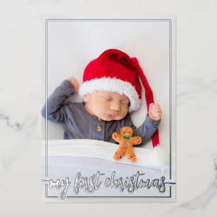 My first Christmas vertical photo Foil Holiday Card