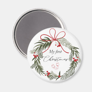 My First Christmas with Christmas Wreath Magnet