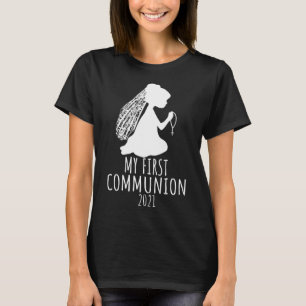 My First Communion 2021  Kids Girl Cross  Catholic T-Shirt
