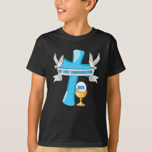 My First Communion 2025 Cross Chalice Eucharist Gr T-Shirt