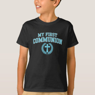My First Communion Boys Catholic Religious Cross B T-Shirt