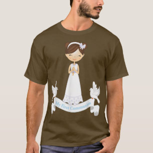 My First Communion Rosary Gift Brunette Kids Daugh T-Shirt