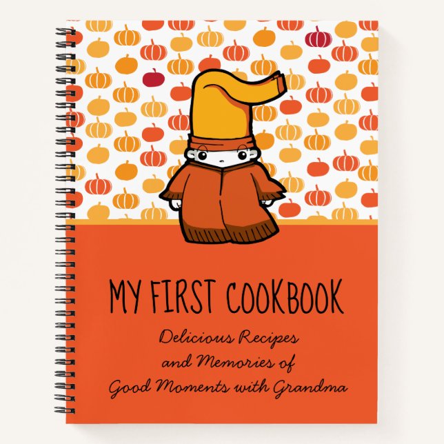 My First Cookbook Pumpkin Pattern Kids Recipe Notebook (Front)