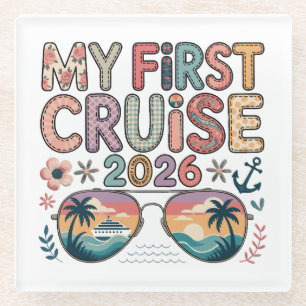 My First Cruise 2026, First Cruise Vacation Gift Glass Coaster