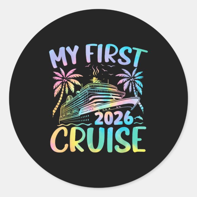 My First Cruise 2026 Vacation Tie Dye Family Cruis Classic Round Sticker (Front)