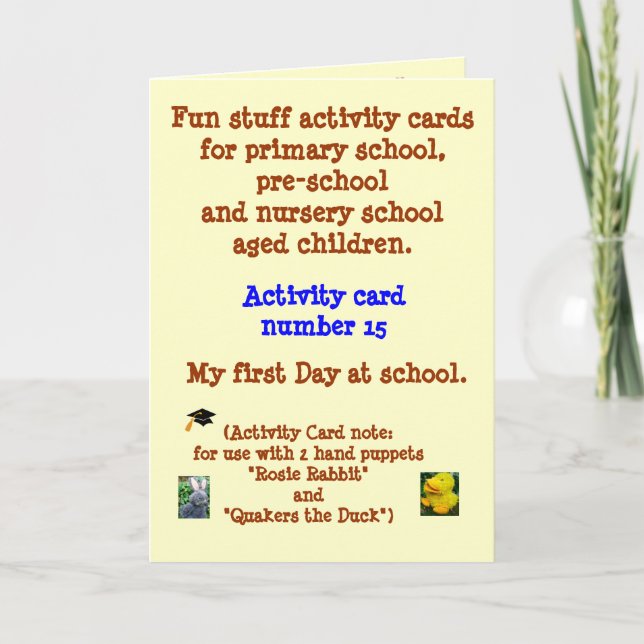My first Day at School Card (Front)