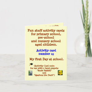 My first Day at School - Rhyme note card