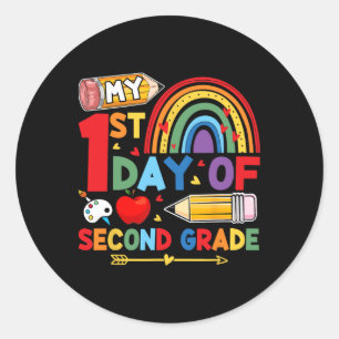 My First Day Of 2nd Grade Second Grade Rainbow Classic Round Sticker
