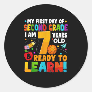 My First Day Of 2nd Second Grade Ready To Learn Ki Classic Round Sticker