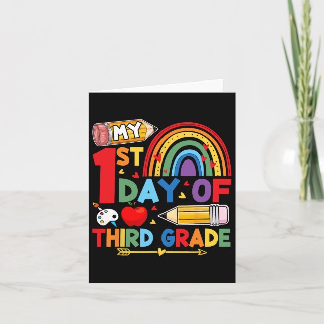 My First Day Of 3rd Grade Third Grade Rainbow  Card (Front)