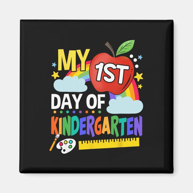 My First Day Of Kindergarten Fun Colourful Rainbow Magnet (Front)