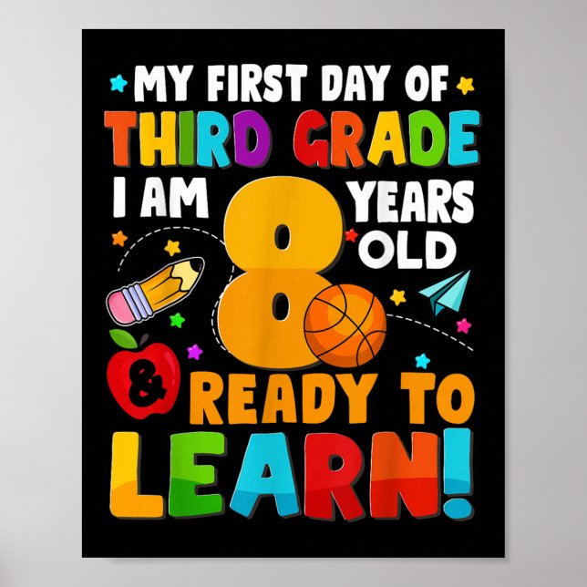 My First Day Of Third 3rd Grade Ready To Learn Boy Poster (Front)