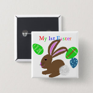 My First Easter Bunny Rabbit Baby NAME 2 Inch Square Button
