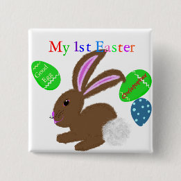My First Easter Bunny Rabbit Baby NAME 2 Inch Square Button