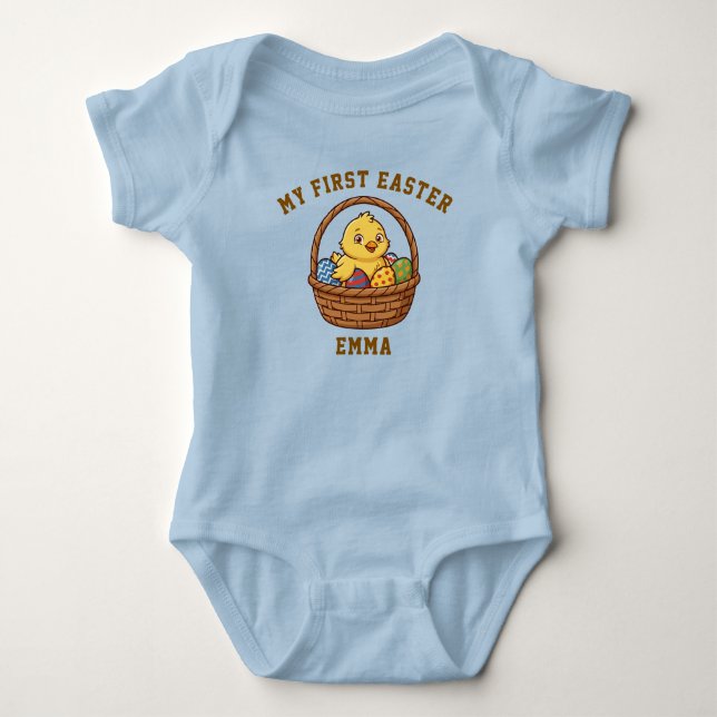 My First Easter Chick Baby Bodysuit | Custom Name (Front)