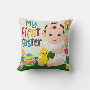 My first easter children throw pillow