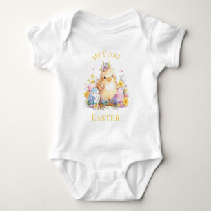 My First Easter Cute Baby Chick Easter Eggs Bodysuit
