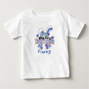 My First Easter Cute Blue Bunny customizable  Baby T-Shirt