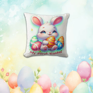 My First Easter for Girls   Throw Pillow