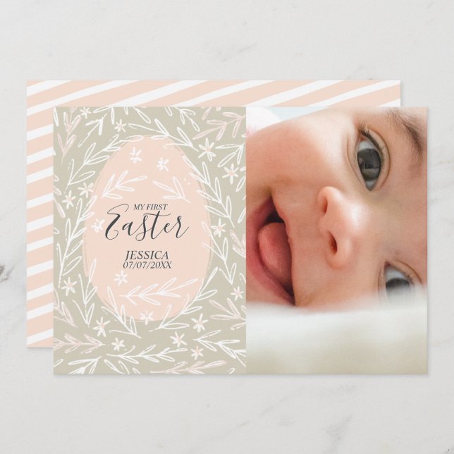My First Easter Personalized Baby Girl Photo Card (Front/Back)