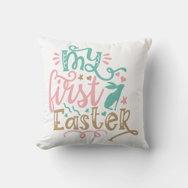 My First Easter Throw Pillow (Front)
