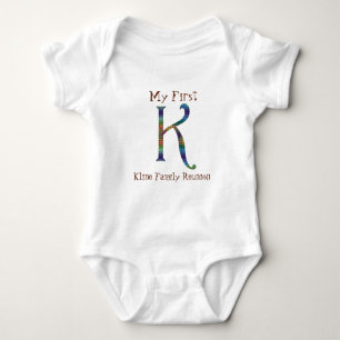 My First Family Reunion Colourful Letter K Monogra Baby Bodysuit