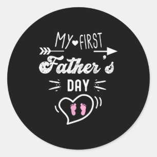 My First Father's Day First Time Daddy New Dad Mat Classic Round Sticker