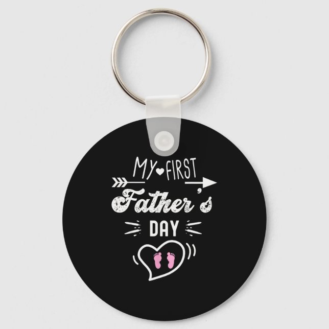 My First Father's Day First Time Daddy New Dad Mat Keychain (Front)