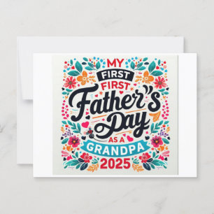 My First Father's Day Grandpa 2025 Floral Grandpa Postcard