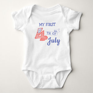 My First Fourth Of July Stars Stripes Red Blue Baby Bodysuit
