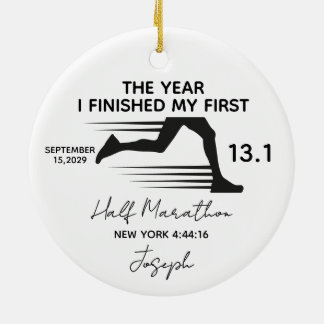 My First Half Marathon 13.1 Custom Name & Year Ceramic Ornament