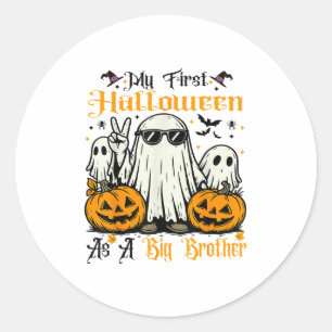My First Halloween As A Big Brother Ghost Pumpkin  Classic Round Sticker