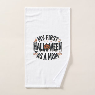 My First Halloween as a Mom Vintage Halloween Desi Hand Towel