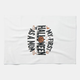 My First Halloween as a Mom Vintage Halloween Desi Kitchen Towel